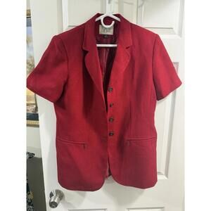 Le Suit Women Red Skirt Suit Jacket Size 12